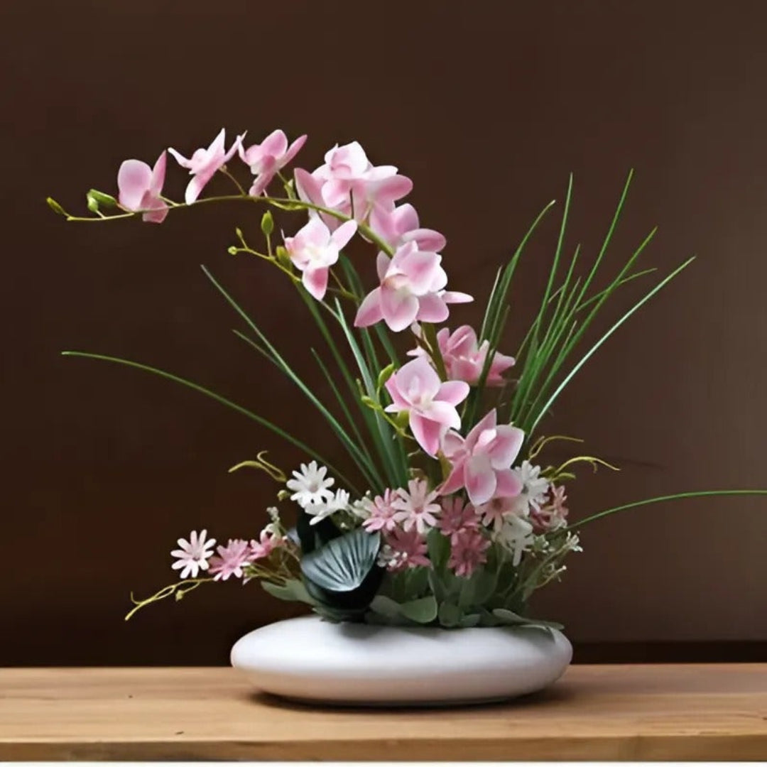 Minimalist Ceramic Dove Vase with Orchid Flower Display Style 6