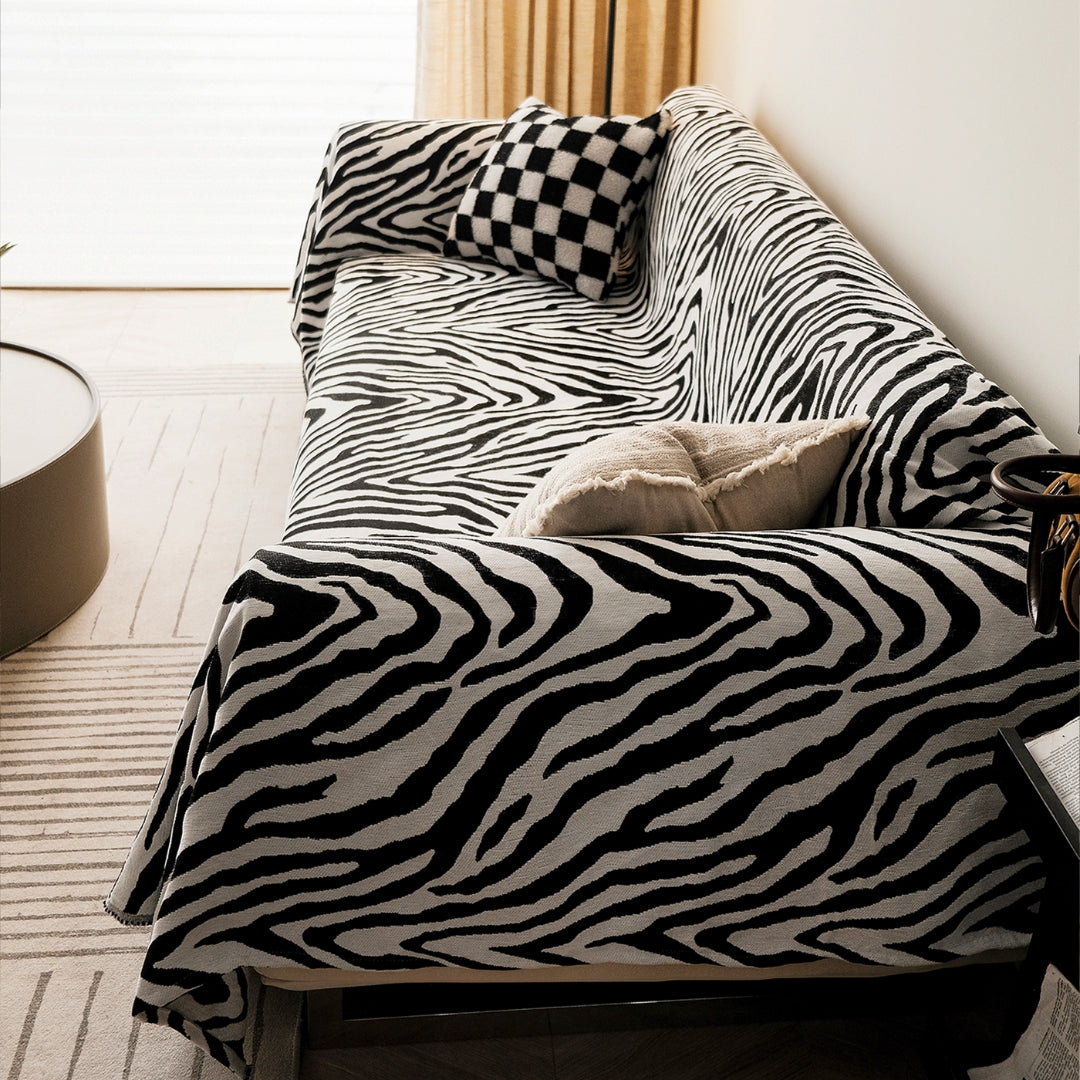 Sleek Striped Sofa Cover Offering Stylish Room Protection