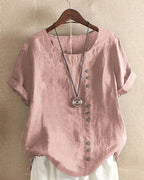 Women’s Casual Button Detail Blouse for Summer Styling Pink
