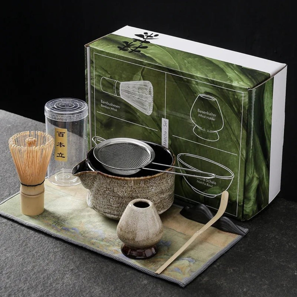 Authentic 7 Piece Japanese Matcha Set | Ceremonial Tea Beige set