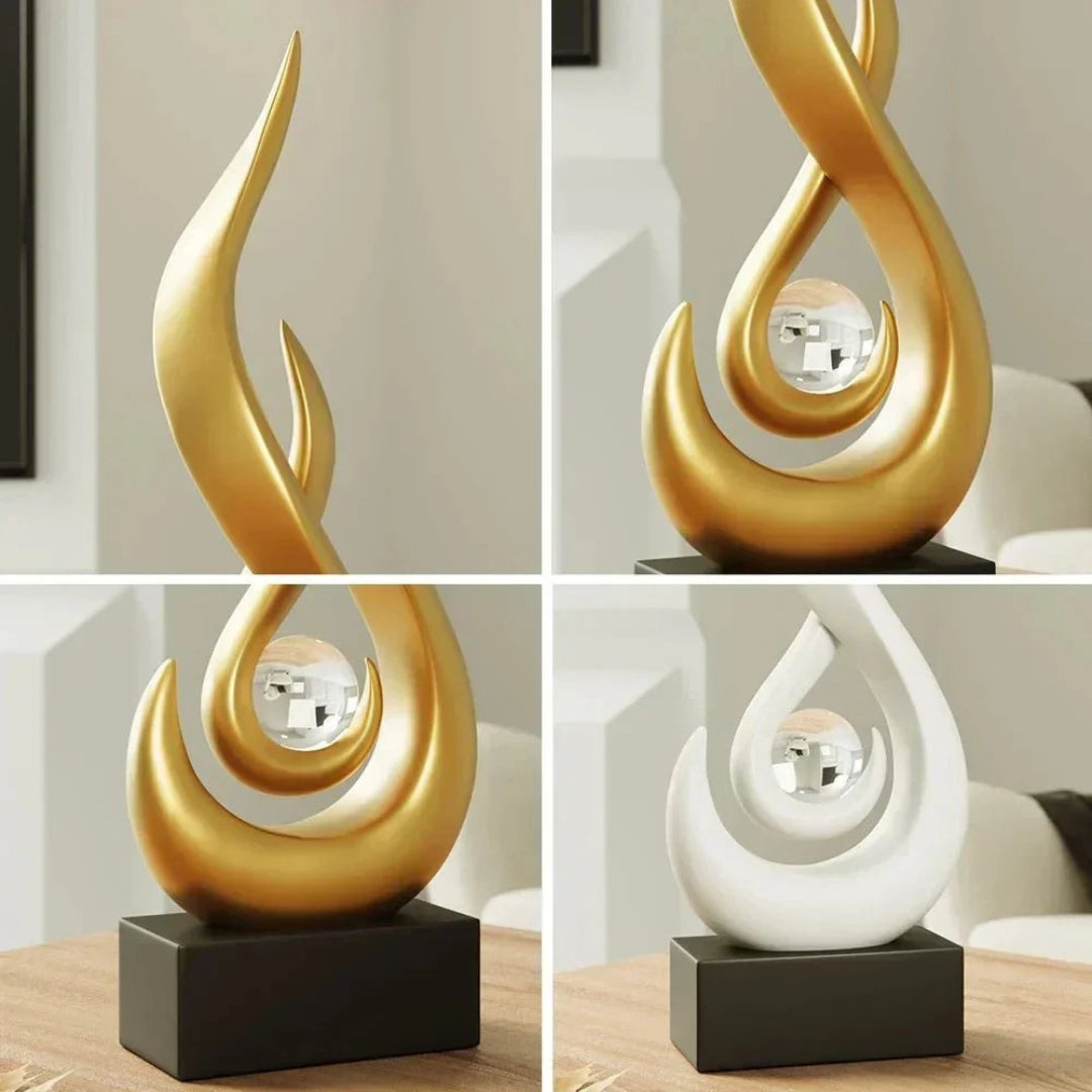 Abstract Flame Sculpture Ornament - Creative Ceramic Decor