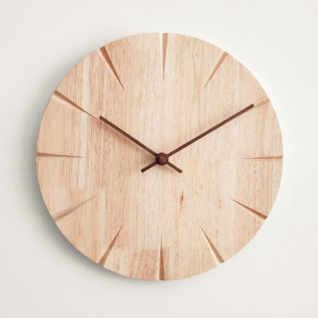Silent Wooden Wall Clock | Contemporary Home Accent Decor Beige