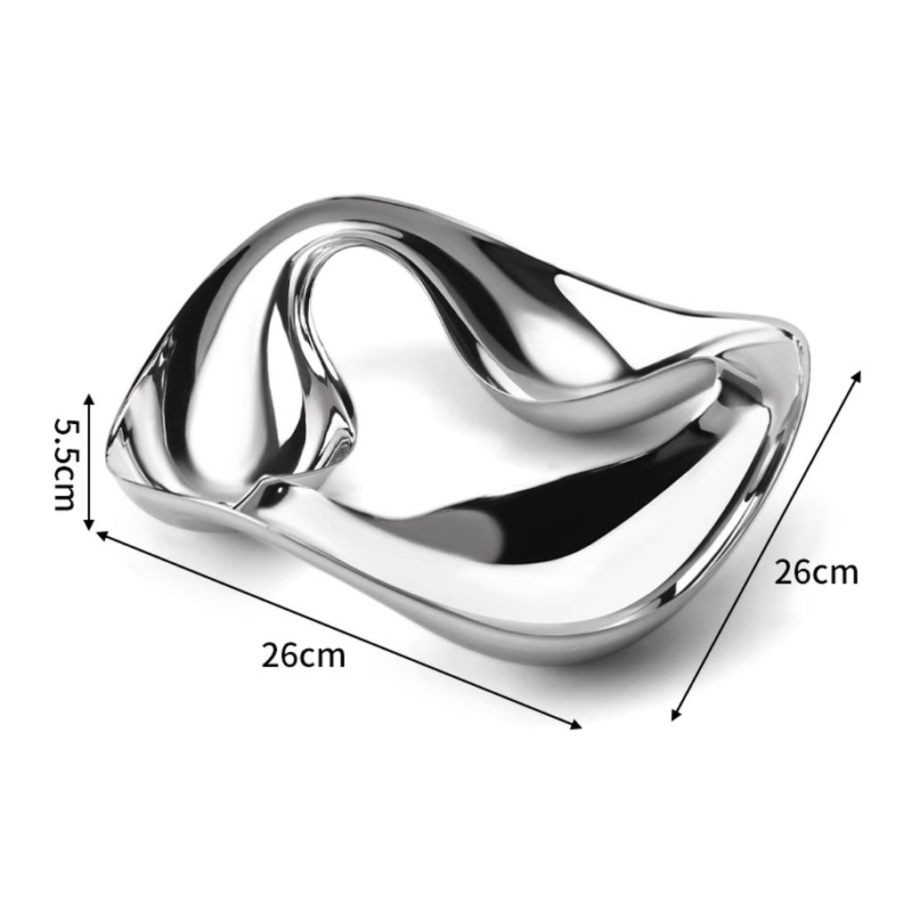 Modern Round Stainless Steel Serving Tray for Living Room