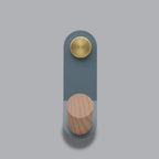 Nordic Pastel Wall Hook with Oak Wood and Brass Accent Trim Green