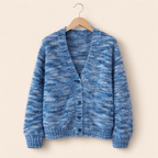 Women’s Comfortable Open-Front Striped Knit Cardigan Blue