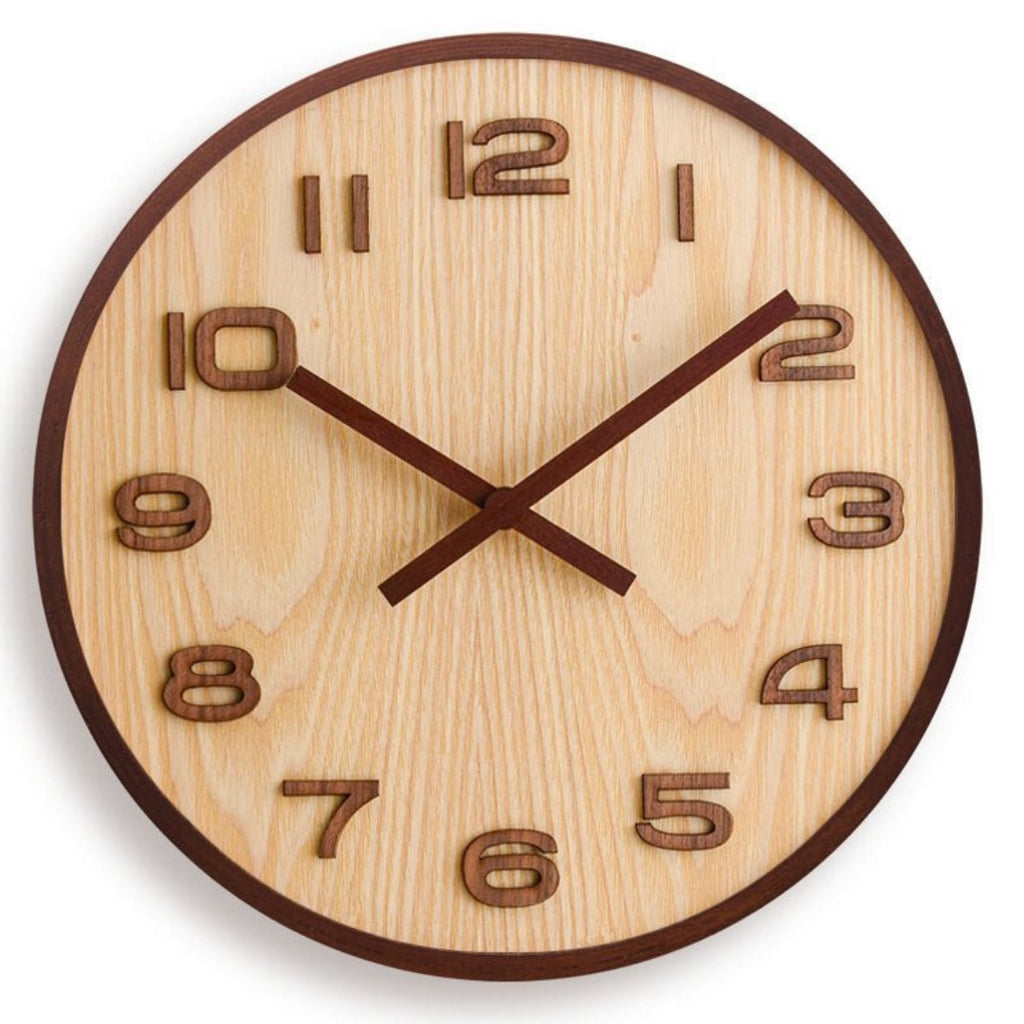 Organic Wood Wall Clock with Silent Mechanism for Living Style 2