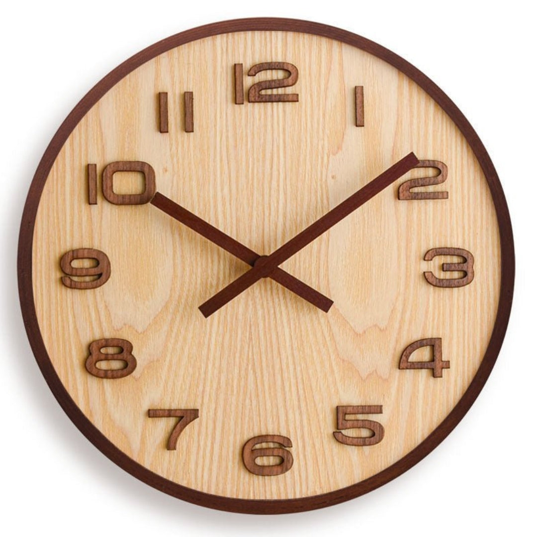 Organic Wood Wall Clock with Silent Mechanism for Living Style 2