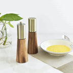 Classic Wooden Salt Shaker Pepper Mill Set for Kitchen Use Wood and stainless steel