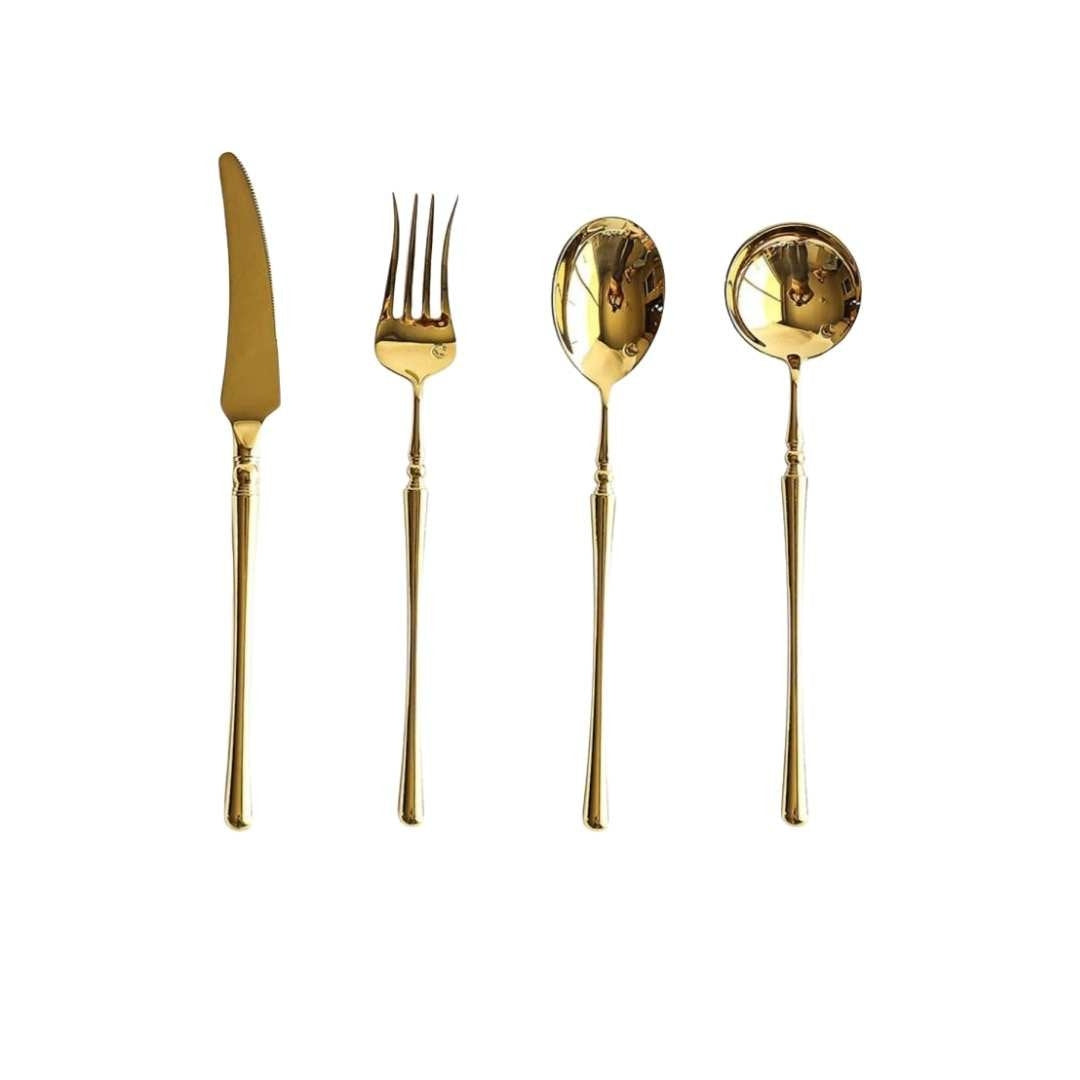 Elegant Gold Stainless Steel Cutlery Set for Stylish Dining