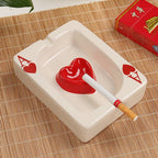 Poker Heart Ceramic Ashtray | Modern Card Design Decor Red Heart