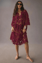 Women’s Elegant Maxi Dress – Flowy Boho Dress Red One size fits all