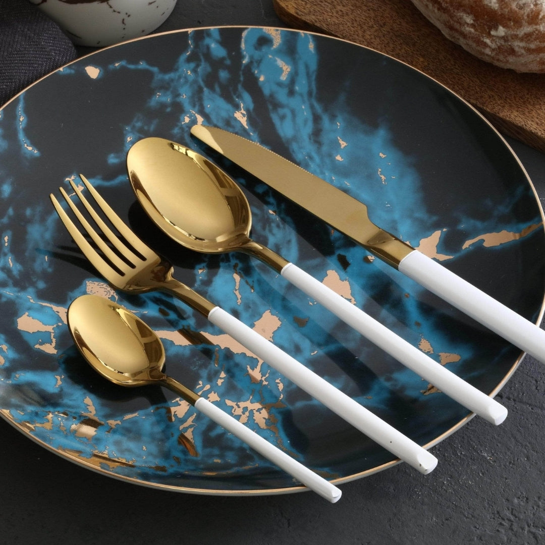 Italian Style Cutlery Set | Modern Stainless Flatware Set Off-White