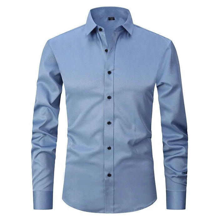 Men’s Comfortable Wrinkle-Resistant Button-Up Shirt Light Blue