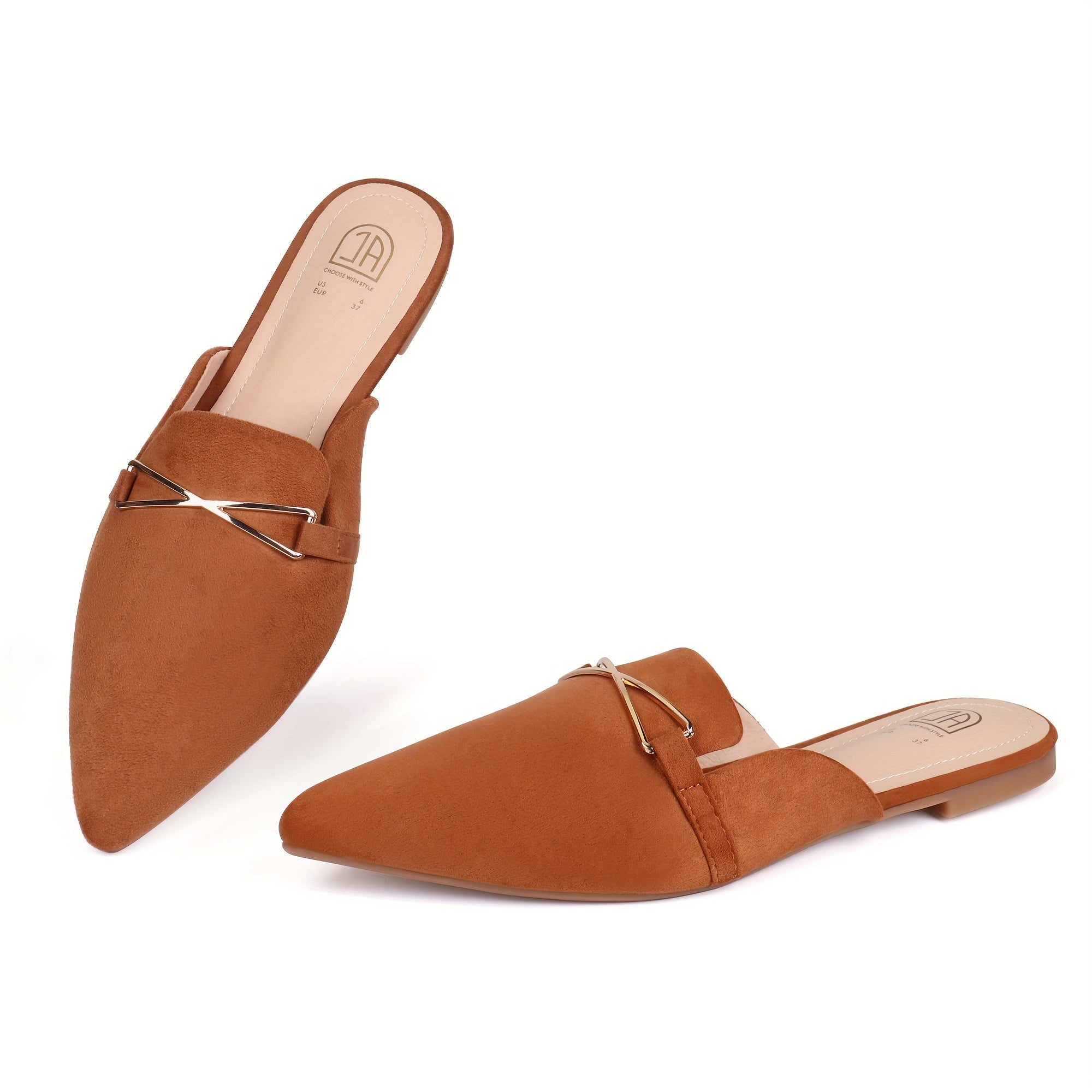 Women’s Fashionable Flat Mules – Casual Everyday Footwear Brown