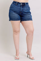 Women’s Plus Size Double Button Waist Denim Shorts