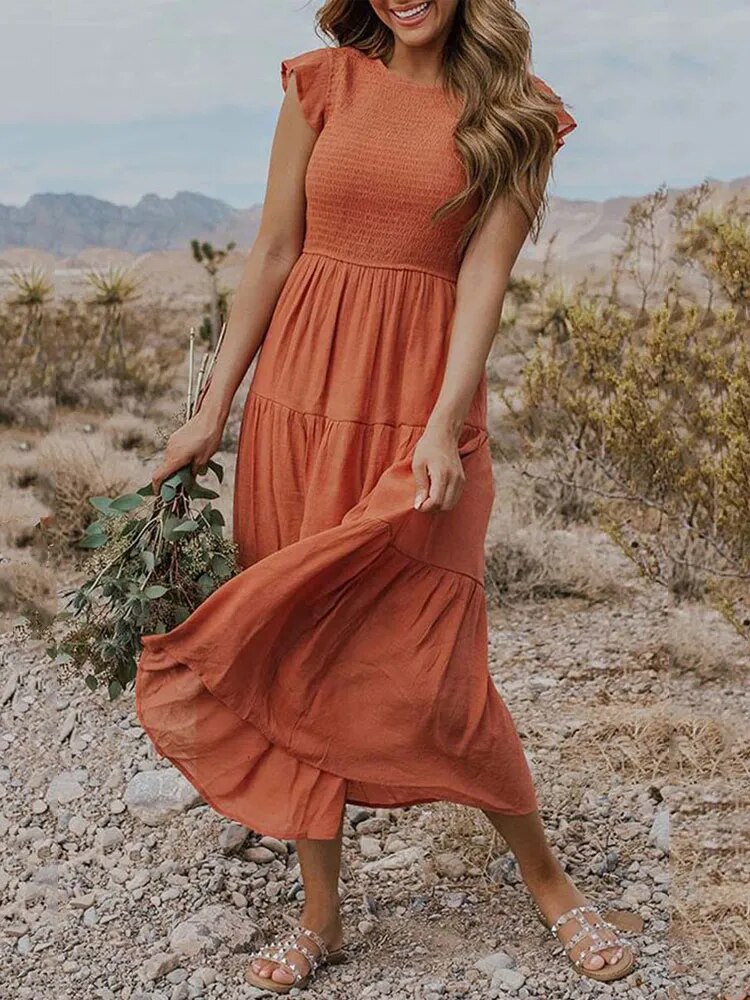 Women’s Comfortable Maxi Dress – Relaxed Summer Dress Orange