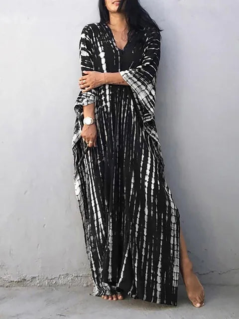Women’s Flowy Kaftan Maxi Dress - Relaxed Summer Dress Black