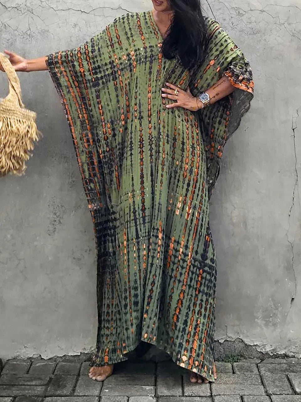 Women’s Flowy Kaftan Maxi Dress - Relaxed Summer Dress