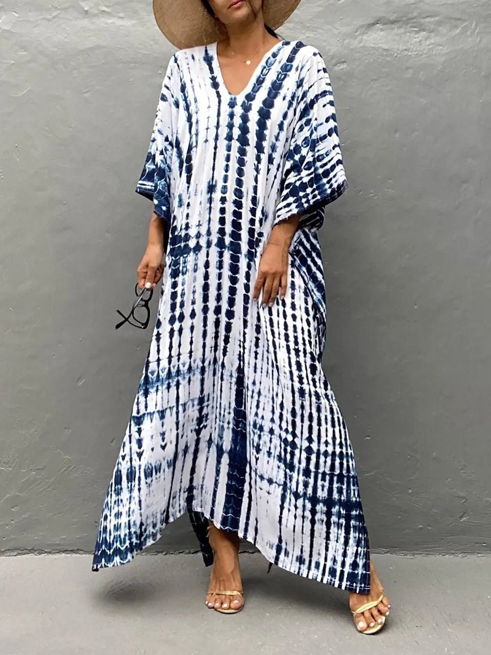 Women’s Flowy Kaftan Maxi Dress - Relaxed Summer Dress