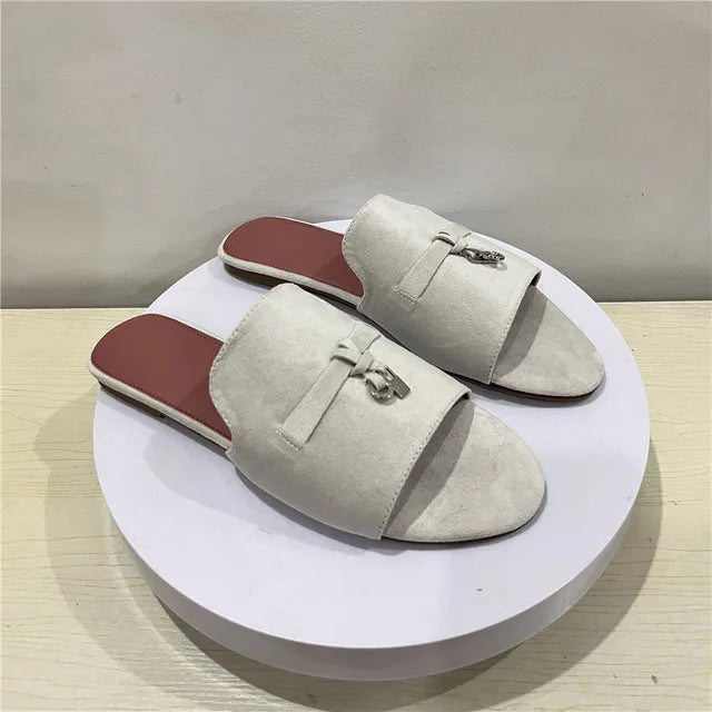 Women’s Elegant Flat Mules – Everyday Footwear Beige