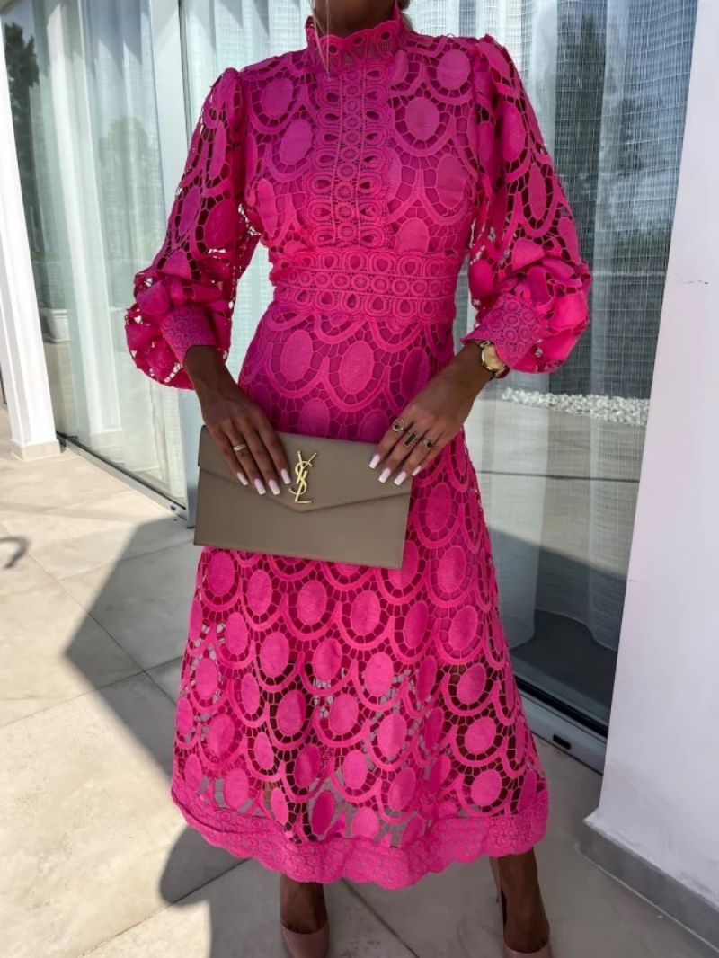 Women’s Elegant Midi Dress with Long Sleeves