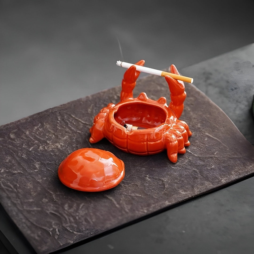 Decorative Oriental Ashtray Showcasing Unique Crab Design Krab