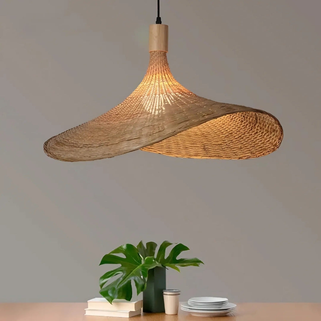 Natural Bamboo Pendant Hanging Lamp | Modern Living Space