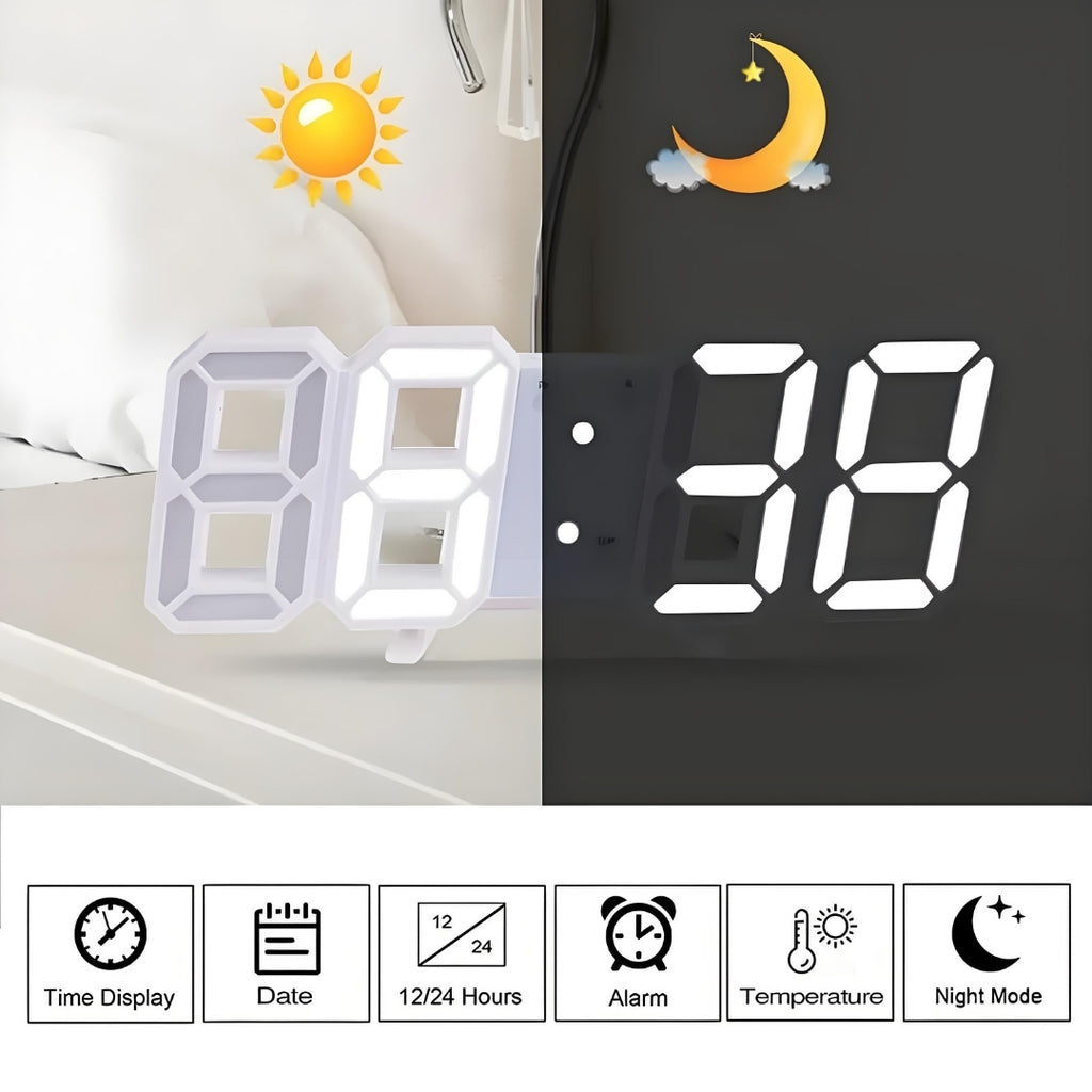 Contemporary LED 3D Digital Clock with Calendar Display
