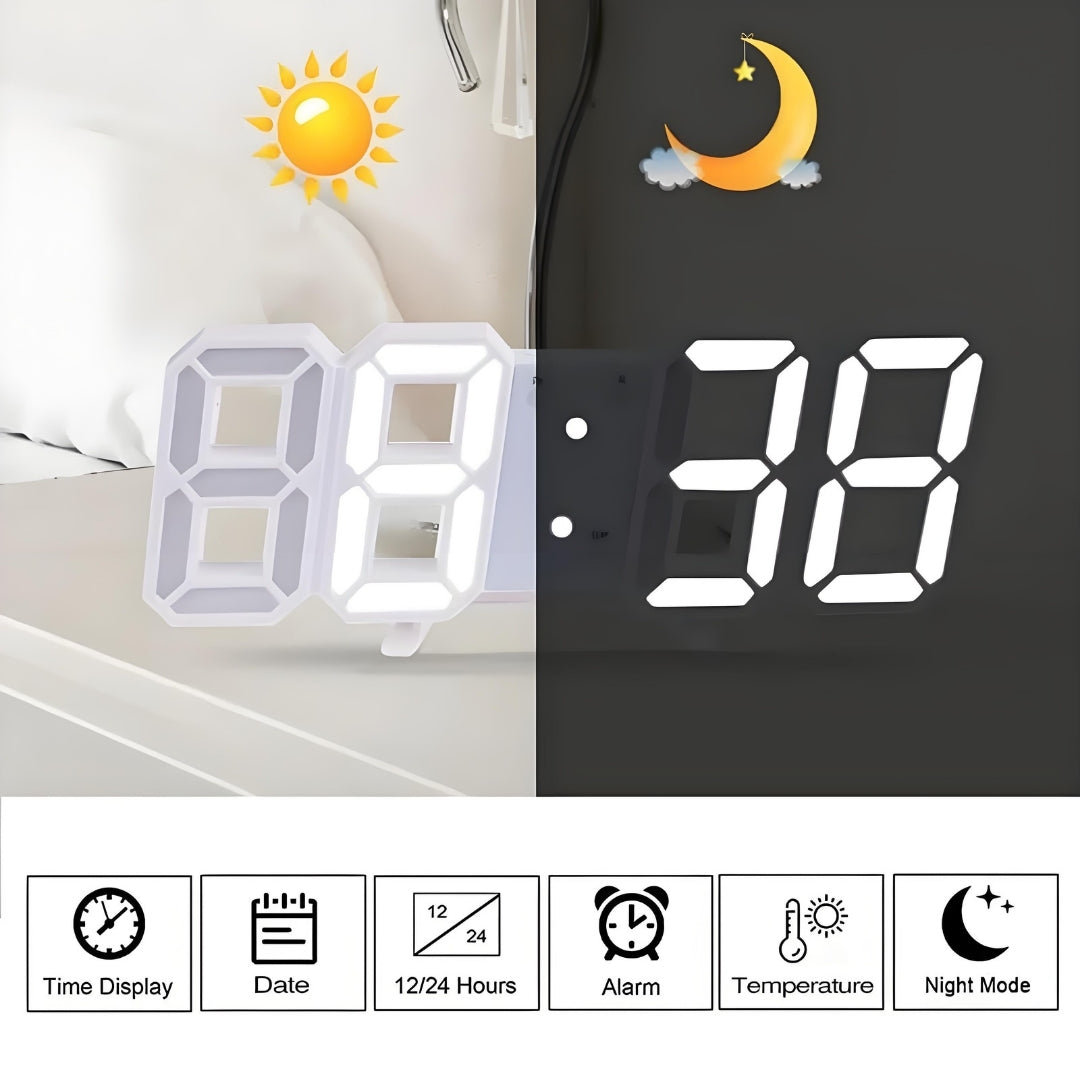 Contemporary LED 3D Digital Clock with Calendar Display