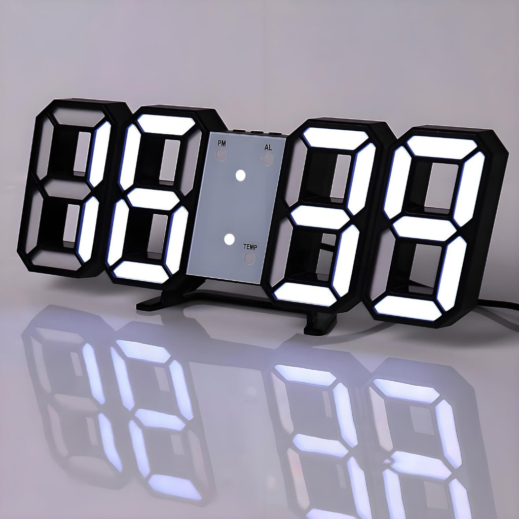 Contemporary LED 3D Digital Clock with Calendar Display Black