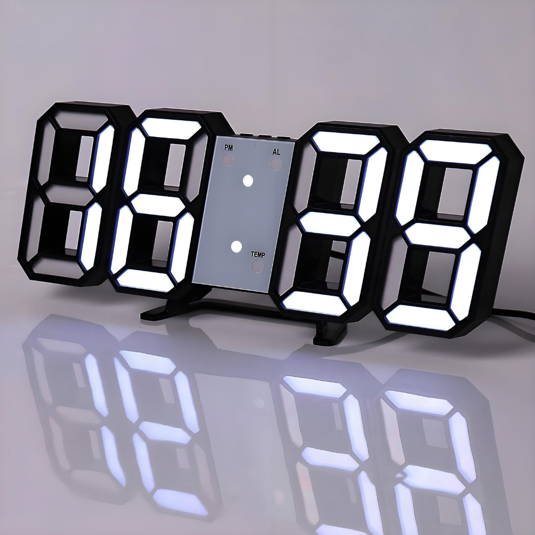 Contemporary LED 3D Digital Clock with Calendar Display Black