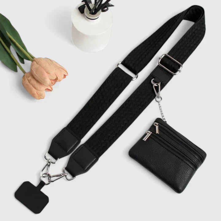 Women’s Elegant Crossbody Phone Holder Bag for Summer Outings Black