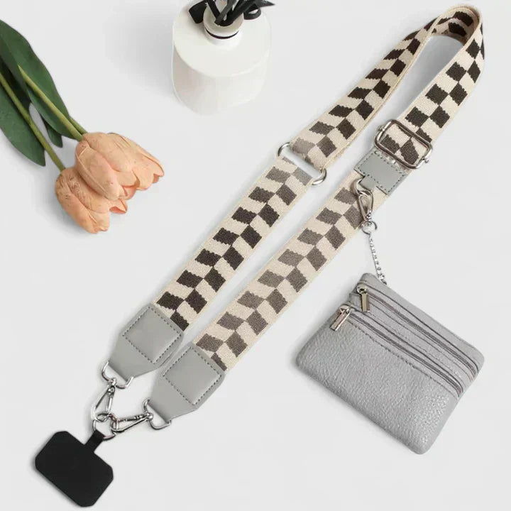 Women’s Elegant Crossbody Phone Holder Bag for Summer Outings Black and White