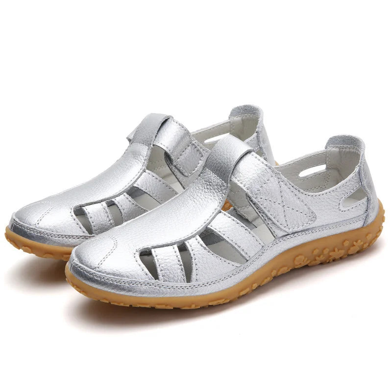 Women’s Casual Cutout Walking Sandals for Spring and Summer Silver