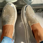 Women’s Glittering Diamond Loafers – Everyday Footwear Gold