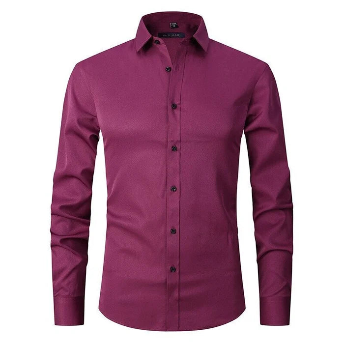 Men’s Comfortable Wrinkle-Resistant Button-Up Shirt Red