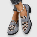 Women’s Chic Leopard Pattern Loafers for Everyday Style Gray
