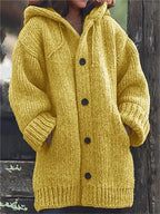 Women’s Hooded Oversized Knit Cardigan with Pockets Yellow
