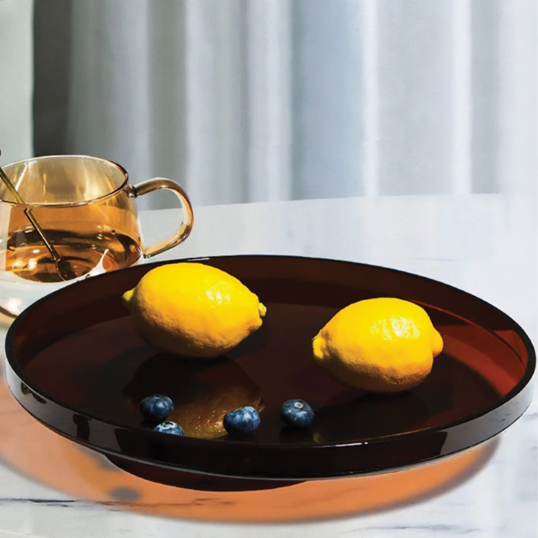 Minimal Orange Acrylic Serving Tray for Rectangular Round Use