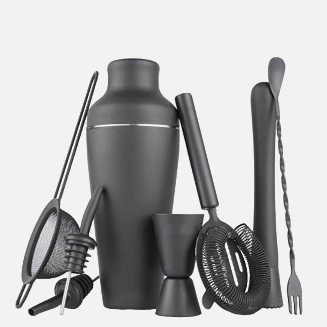Black Matte Cocktail Shaker Set | Modern Mixology Set Tools Black