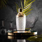 Elegant Glass and Gold Steel Cocktail Shaker for Home Bars