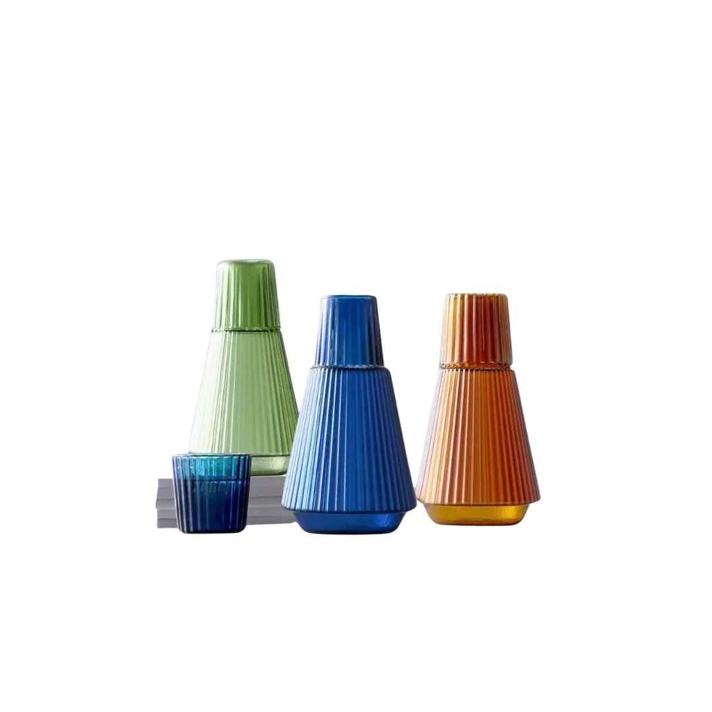 Elegant Pleated Glass Carafe with Tumbler | Table Set Serve