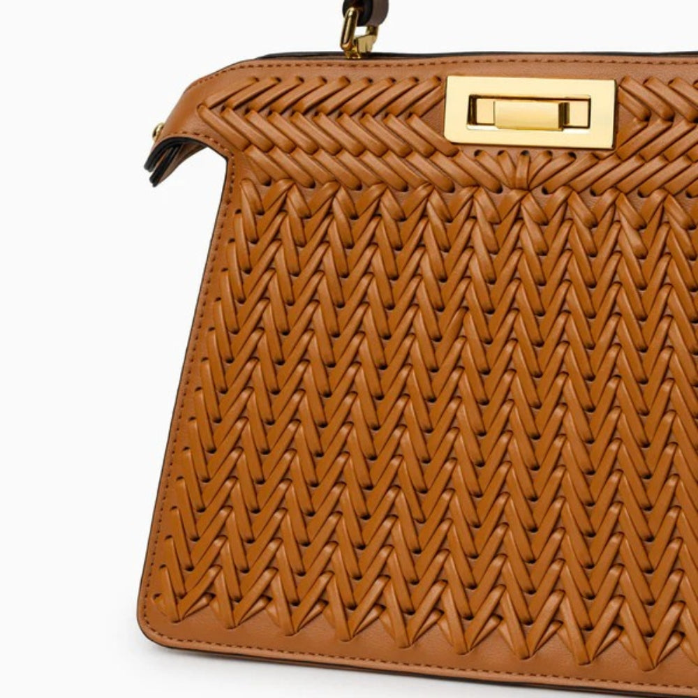 Alia | Women’s Woven Leather Handbag | With Crossbody Strap