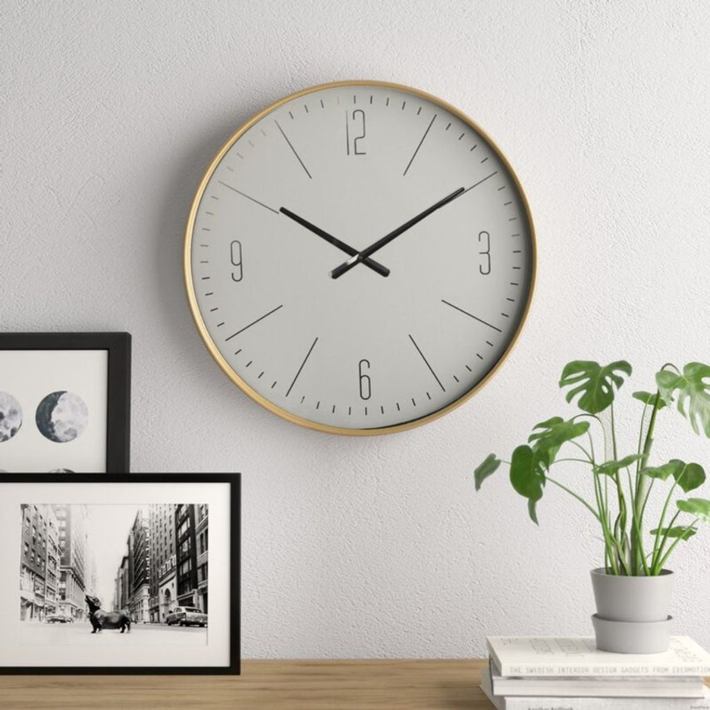 Clean Design Wall Clock with Elegant Wood Accent Details