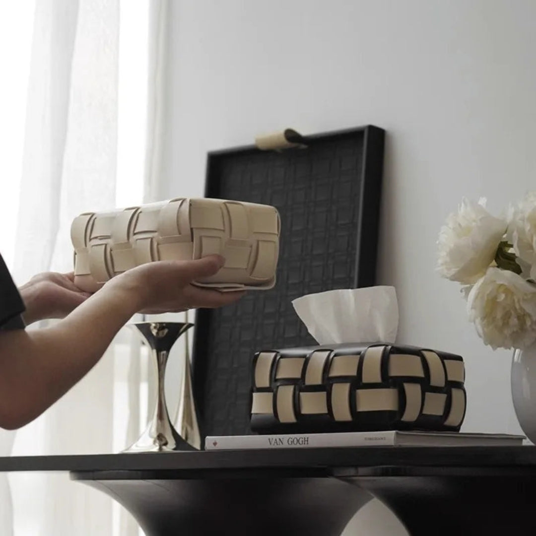 Minimalist Woven Tissue Box Cover | Contemporary Decor Set