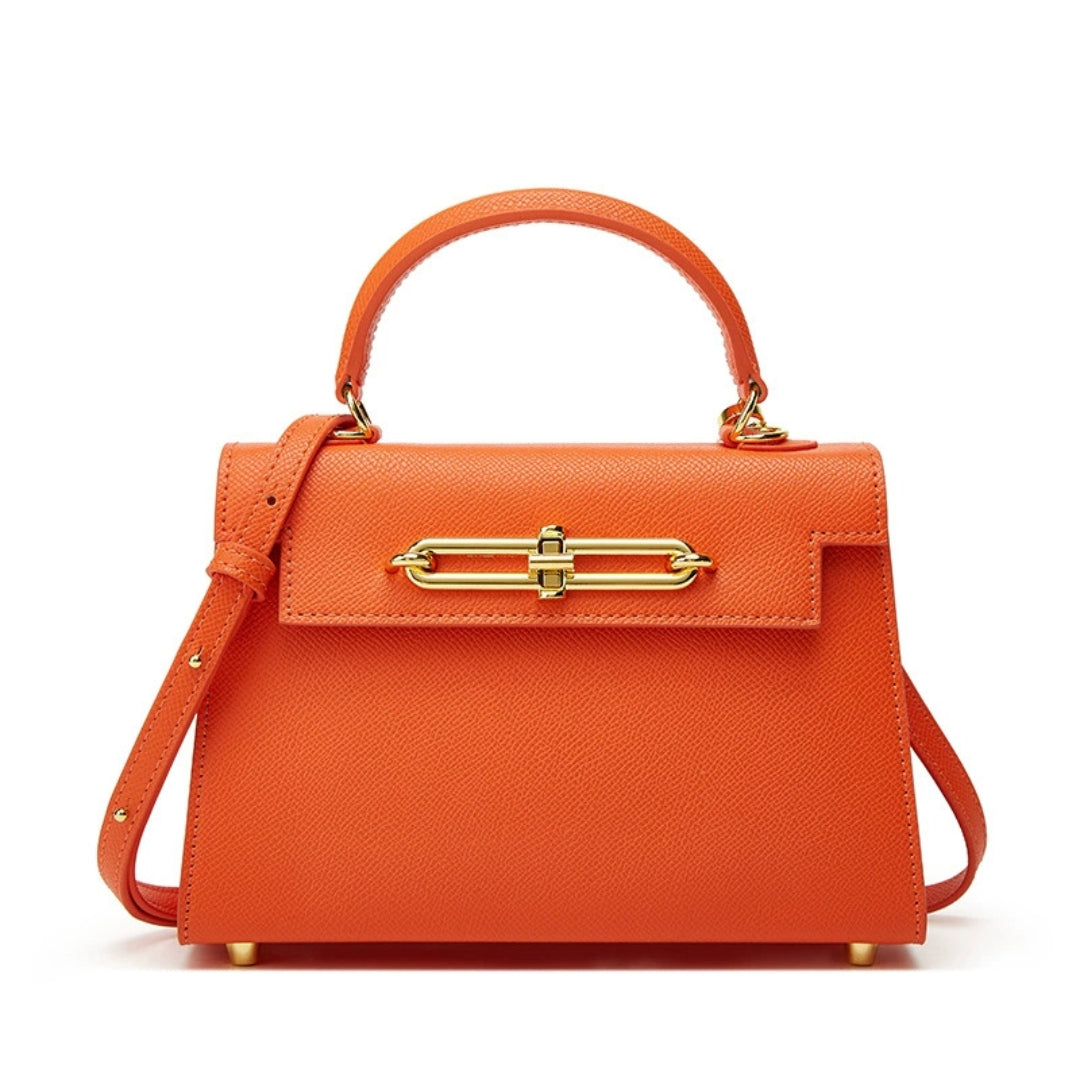 Solis | Women’s Luxe Leather Handbag | Convertible Crossbody Orange