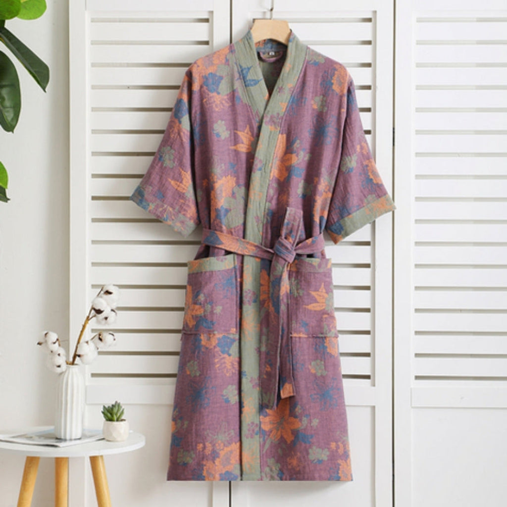 Hotel-Style Bathrobe Offering Luxe Comfort and Relaxed Shape Purple