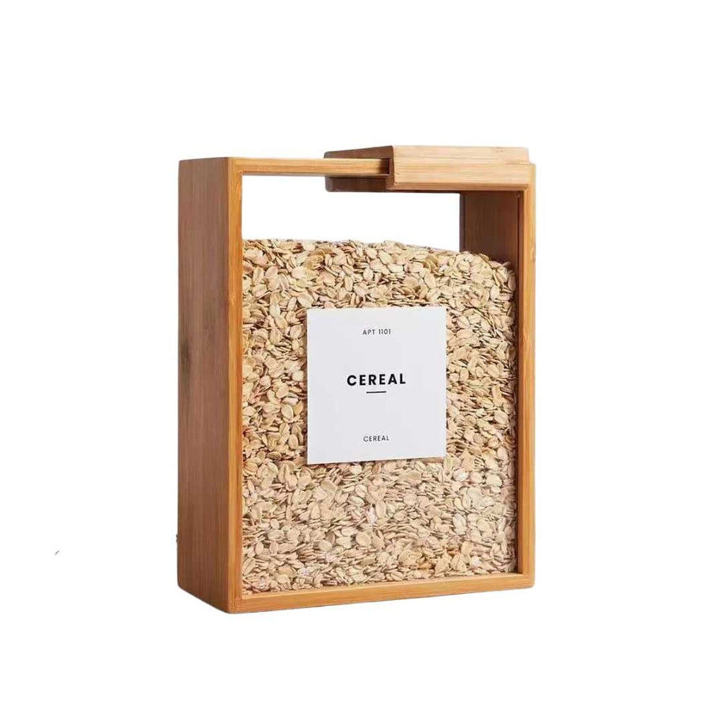 Minimal 2L Bamboo Cereal Dispenser | Space Saving Design Wood | 1 piece