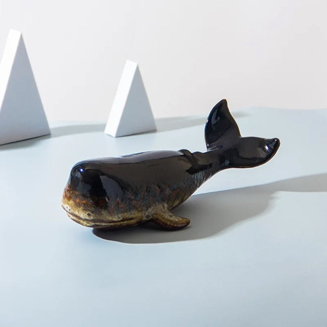 Sculptural Porcelain Whale Piece | Stylish Nautical Accent