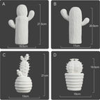 Elegant Porcelain Cactus Collection | Modern Shelf Accent